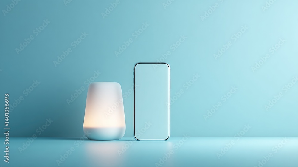Poster minimalistic image depicting concept of digital dependency with smartphone placed creatively providing ample copy space