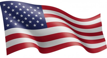 Obraz premium Flag Waving with Stars and Stripes on White Background
