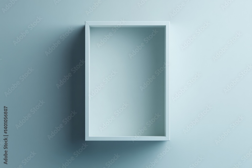 Poster minimalistic mockup of empty frame with ample copy space set against clean monochromatic background