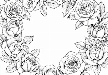Elegant rose floral design artistic illustration black and white botanical art visual aesthetics intricate detailing