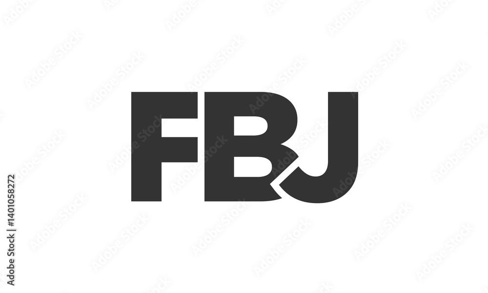 Poster fbj logo design template with strong and modern bold text. initial based vector logotype featuring s