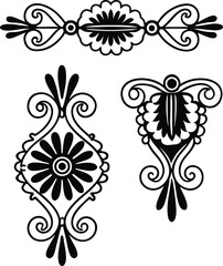 set of floral design elements