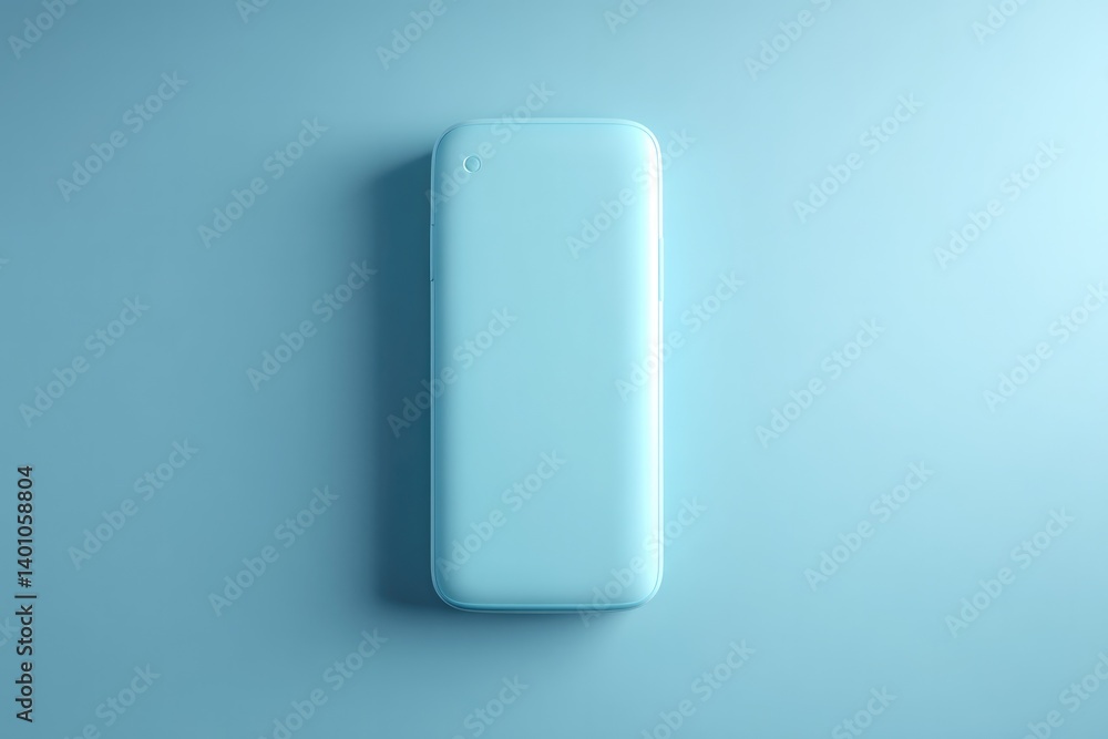 Poster sleek 3d-rendered tech gadget displayed on smooth solid color background highlighting its contours