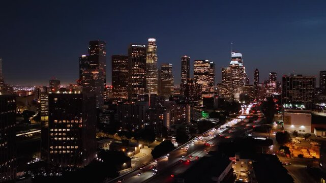Night Skyline of Downtown Los Angeles April 11 2025 Editorial