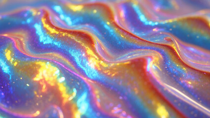 Fototapeta premium Liquid light, a dreamy iridescent wave of pastel hues shifting and flowing, creating a mesmerizing spectacle of color and texture.