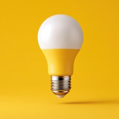 Illuminating innovation yellow light bulb studio product showcase modern environment focused viewpoint bright concept