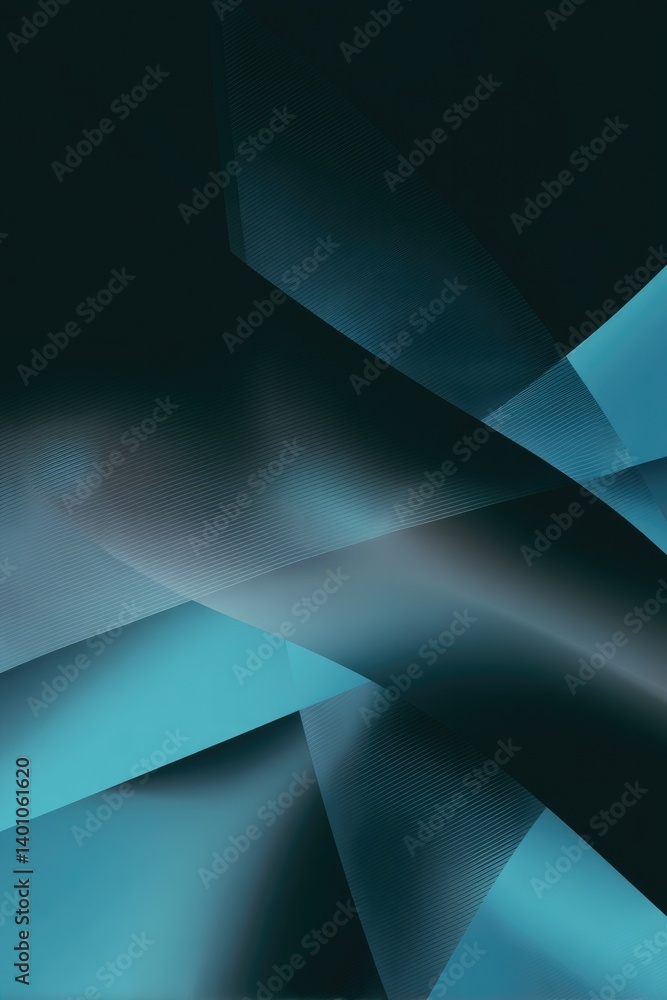 Poster intricate interplay of geometric shapes and fluid lines in futuristic abstract design representing m