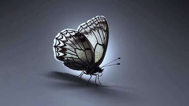 Butterfly gently flapping wings in still position, delicate and calm natural moment