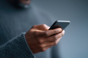 close-up of hands gripping smartphone beautifully typifying digital dependence minimalist aesthetic