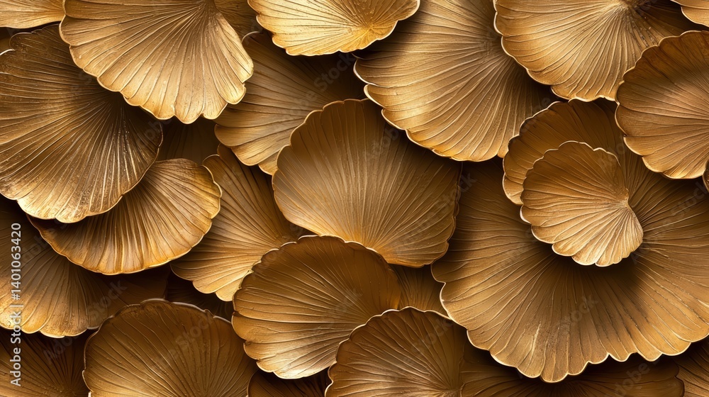 Poster Gold leaf design that is very intricate and detailed. The leaves are arranged in a way that creates a sense of depth and movement, making the design appear almost three-dimensional