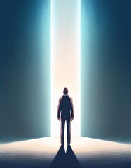 Figure Face &agrave; une Porte de Lumi&egrave;re &ndash; Illustration Symbolique de la D&eacute;couverte de Soi