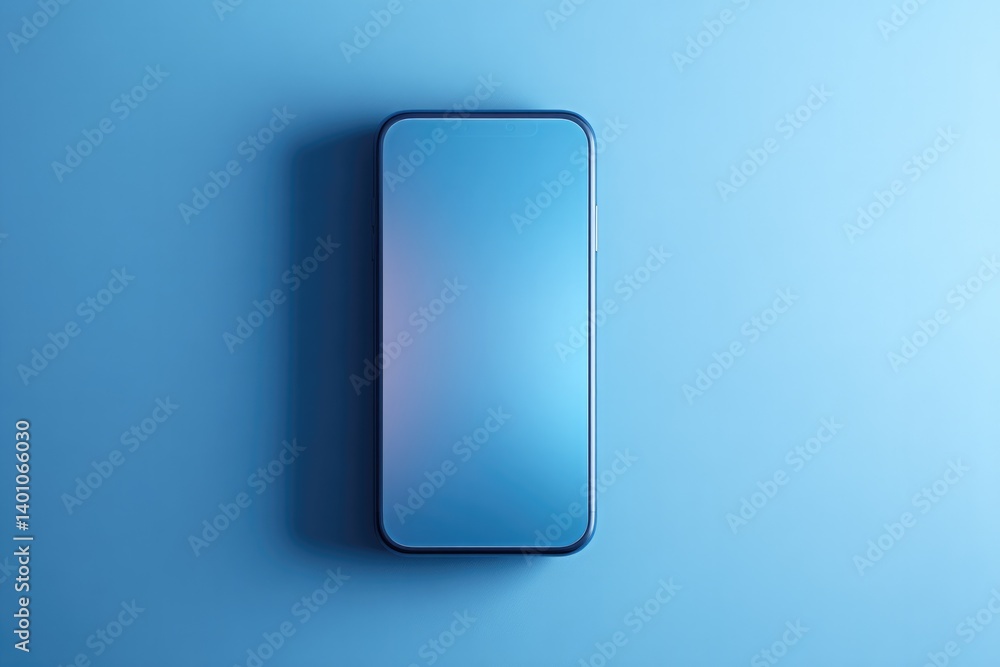 Poster minimalistic arrangement of smartphone casting shadow on clean solid color background ample copy spa