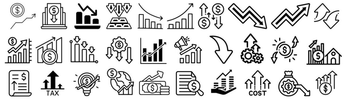  Increase and Decrease related editable line icon pack