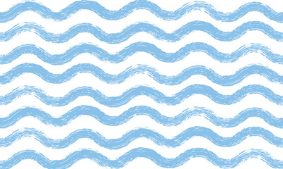Seamless wave pattern. Wavy grunge brush stroke. Hand drawn water sea vector background. 