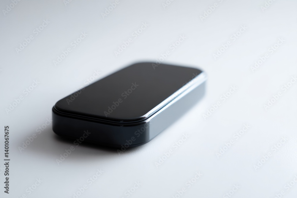 Poster sleek diagnostic device resting on plain white background with ample copy space