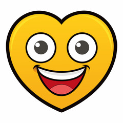 Fototapeta premium Happy heart face emoji cartoon with smile positive expression symbol