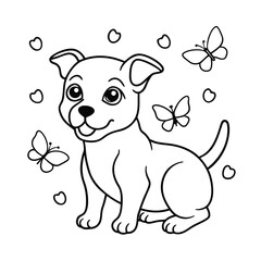 dog coloring book page vector illustration