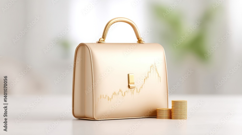 Aufkleber a sleek and stylish briefcase representing the world of business and finance with a chart and stacke