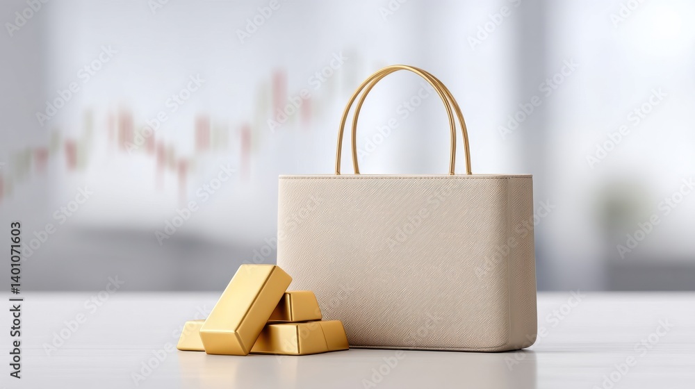 Poster a minimalist and sophisticated image depicting a business and finance themed setup with a beige shop