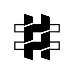 Black Abstract Block Shape Icon for Branding and Identity