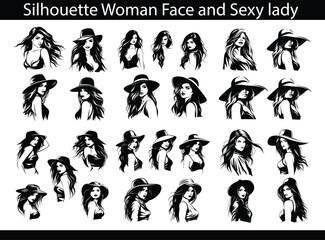 Beautiful Vector Silhouette Woman girl lady Face 