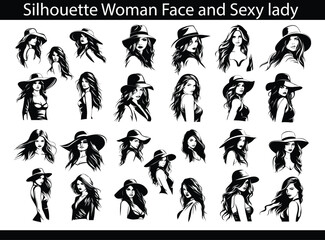 Beautiful Vector Silhouette Woman girl lady Face 