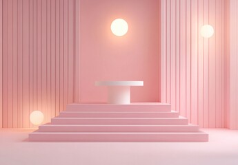 Obraz premium Minimalist pink studio setup abstract photography modern design soft lighting creative space aesthetic vibe