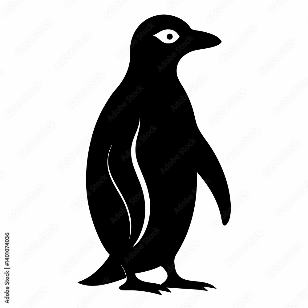 Fototapete ai generated ad-lie penguin vector silhouette isolate white background