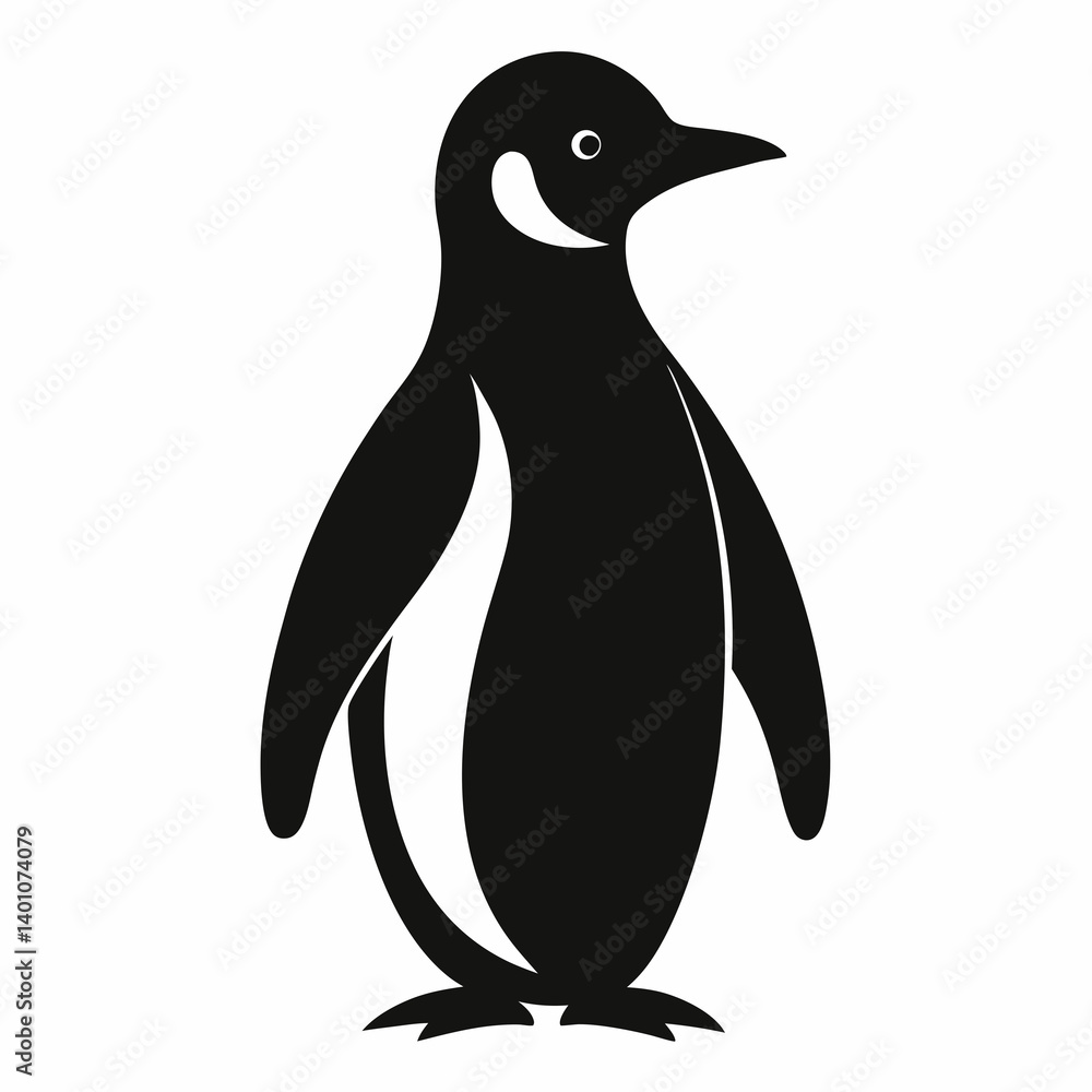 Fototapete ai generated ad-lie penguin vector silhouette isolate white background