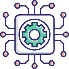 Digital technology with Settings  outline icon transparent background