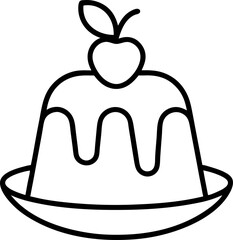 Pudding outline icon on transparent background