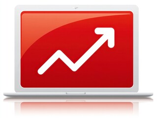 Upward Trending Red Graph on White Laptop Screen