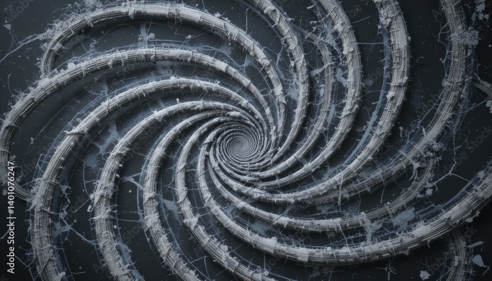 Poster spiraling motion design concept digital space graphic art abstract environment close-up viewpoint in