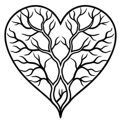 Tree Branches Embracing a Heart Minimalist Line Art