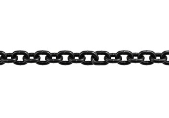 Obraz premium A 3d straight horizontal dark chain with oval links against a white background