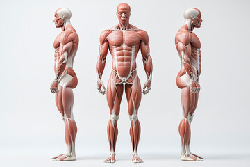3D Anatomical Rendering of Front and Back Human Muscles