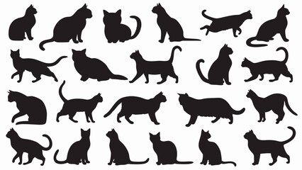 Cat silhouette vector set