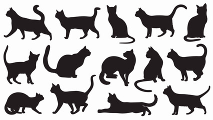 Cat silhouette vector set
