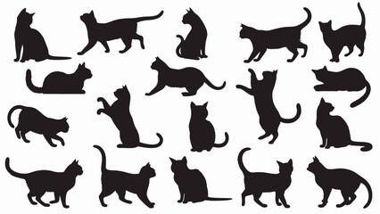 Cat silhouette vector set