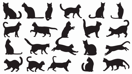 Cat silhouette vector set