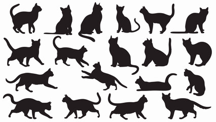 Cat silhouette vector set
