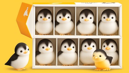 Cute Penguins in Gift Box