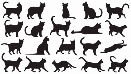 Cat silhouette vector set