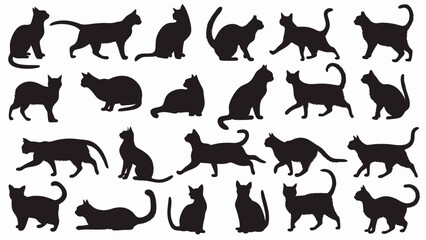Cat silhouette vector set