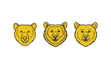Colorful Vector set of bear logos Isolated on white background, bear face clip art, head mascot vector sticker high