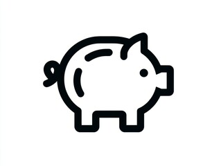 Obraz premium Black Line Art Piggy Bank Icon on White Background