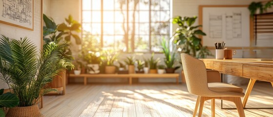 Fototapeta premium Inspiring office space design modern workplace interior photography bright environment creative concept