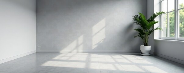 Fototapeta premium Simple and clean studio with a gradient floor and grey walls perfect for showcasing products or interior designs, empty, product showcase