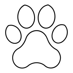 Paw print outline on a white background for design purposes  