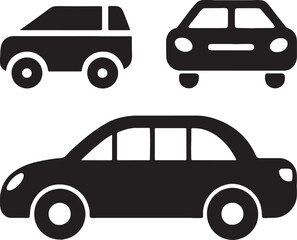 Set of car icons vector art illustration